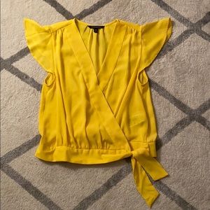 Banana Republic sunny yellow cropped wrap top
